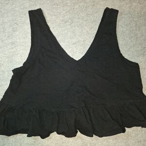 Wild Fable Black Ruffled Crop Top
